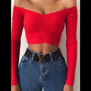 Tiger Mist Ribbed Sweetheart Top